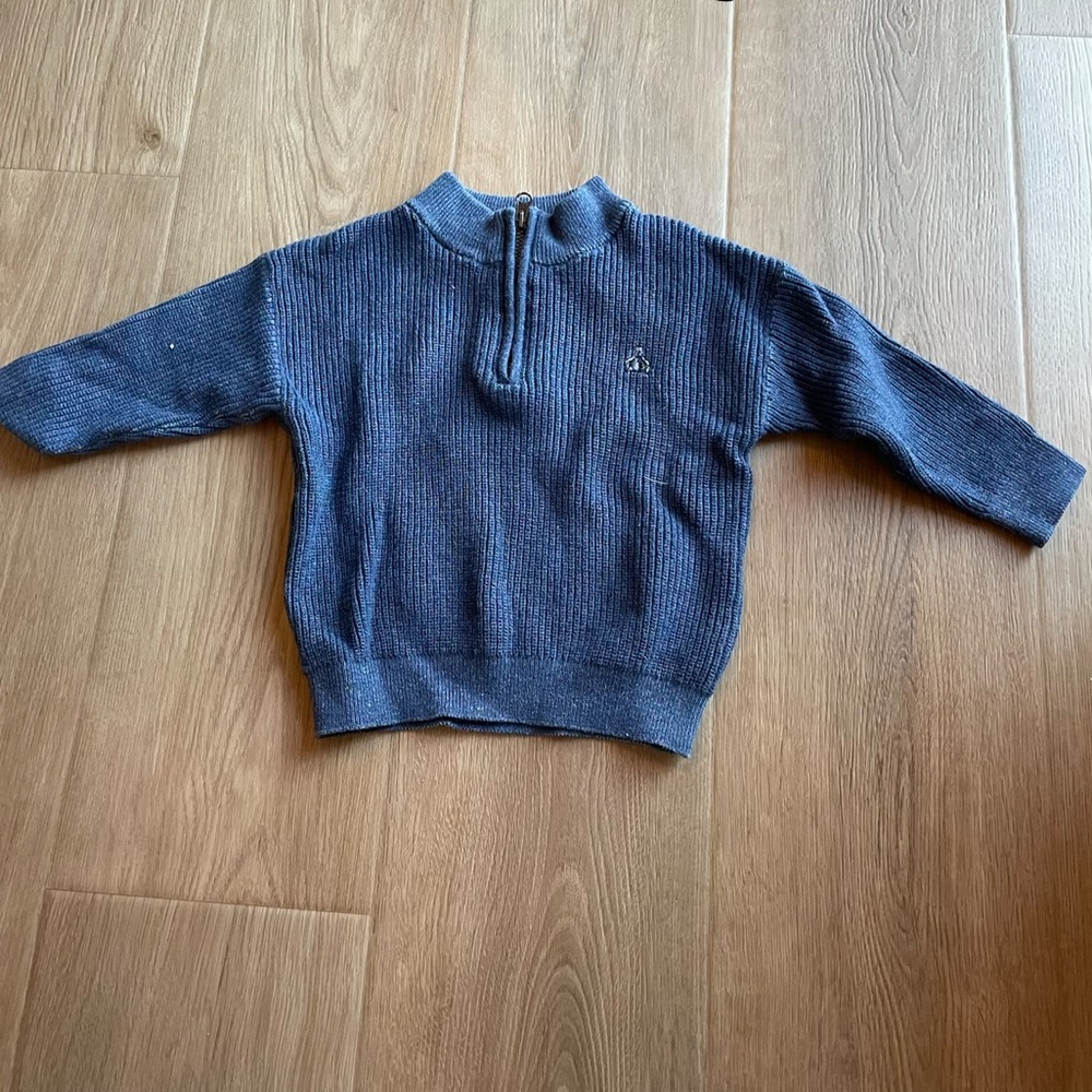 Baby Gap 12-18M Blue Half-Zip Ribbed Knit Sweater